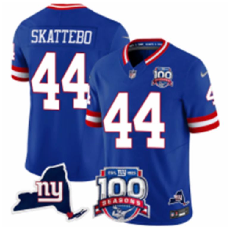 Men 2025 Nike New York Giants #44 Skattebo Blue Throwback 3th generation Limited NFL Jersey 002